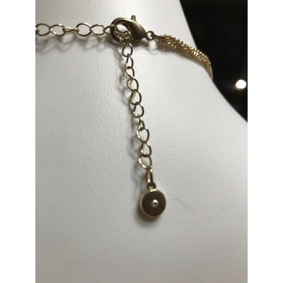 Triple strand gold-tone long pendant necklace  18" - Picture 3 of 4